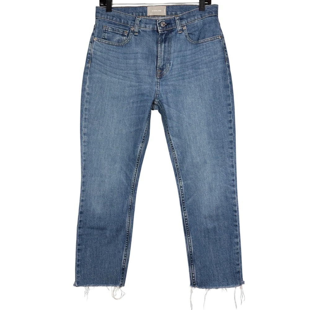 Everlane Women's High-Rise Straight Leg Jeans in Medium Blue
